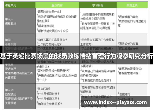 基于英超比赛场景的球员教练情绪管理行为观察研究分析